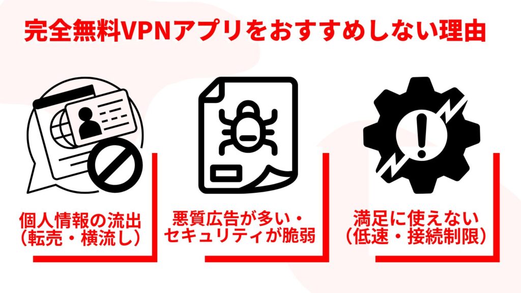 無料vpn おすすめしない