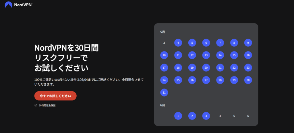 NordVPN　無料期間　トライアル