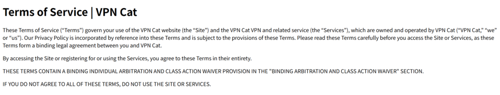 VPN Cat 利用規約